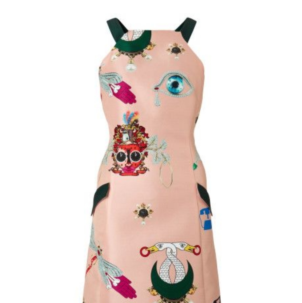 MARY KATRANTZOU Pink Fenbot Print Shift Dress